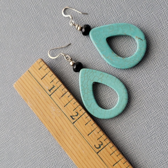 New Large Drop Turquoise Earrings - Picture 2 of 3
